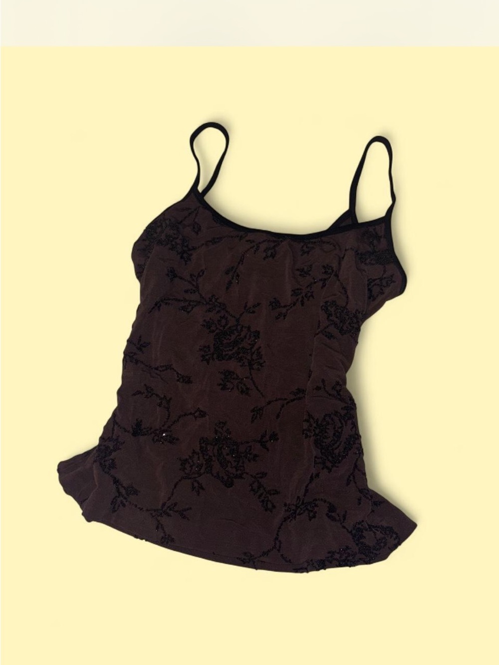 Cache Brown Floral Beaded Cami